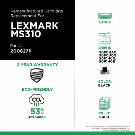 Clover Imaging Remanufactured High Yield Toner Cartridge for Lexmark MS310/MS410/MS510/MS610/MX310/MX410/MX510/MX610