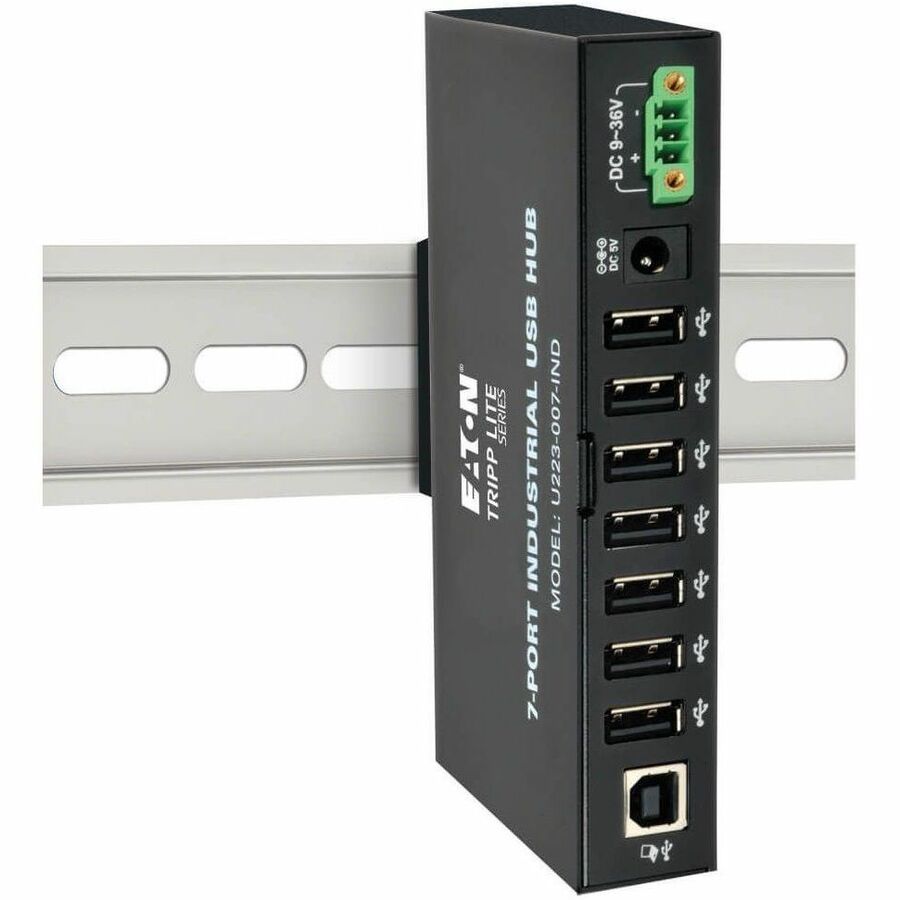 Eaton Tripp Lite Series 7-Port Industrial-Grade USB 2.0 Hub - 15 kV ESD Immunity, Metal Housing, Mountable