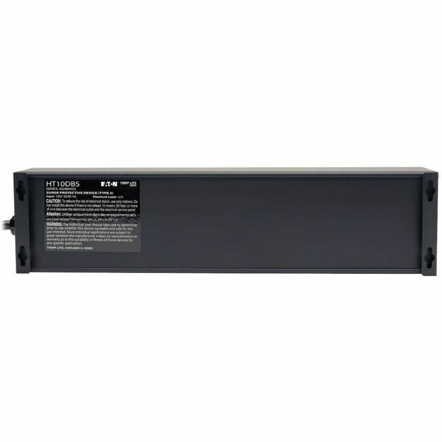 Eaton Tripp Lite Series Isobar 10-Outlet Home/Business Theater Surge Protector, 8 ft. Cord with Right-Angle Plug, 3840 Joules, LEDs, Metal Housing