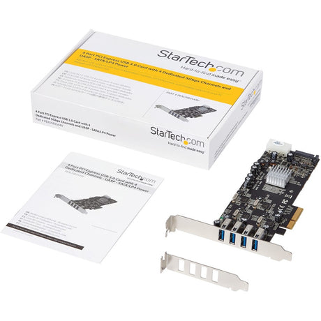 StarTech.com 4 Port PCI Express (PCIe) SuperSpeed USB 3.0 Card Adapter w/ 4 Dedicated 5Gbps Channels - UASP - SATA/LP4 Power
