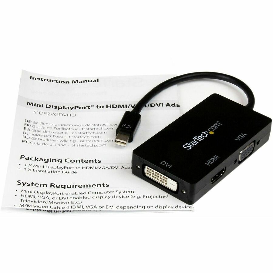 StarTech.com Mini DisplayPort Adapter - 3-in-1 - 1080p - Monitor Adapter - Mini DP to HDMI / VGA / DVI Adapter Hub