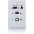 C2G HDMI, VGA, 3.5mm Audio and USB Pass Through Single Gang Wall Plate - White