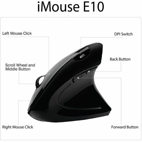 Adesso iMouse E10 2.4 GHz RF Wireless Vertical Ergonomic Mouse