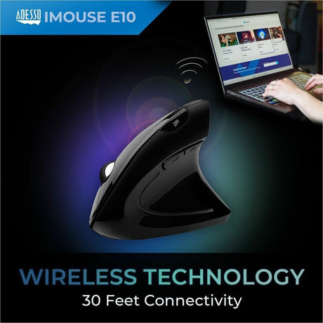Adesso iMouse E10 2.4 GHz RF Wireless Vertical Ergonomic Mouse