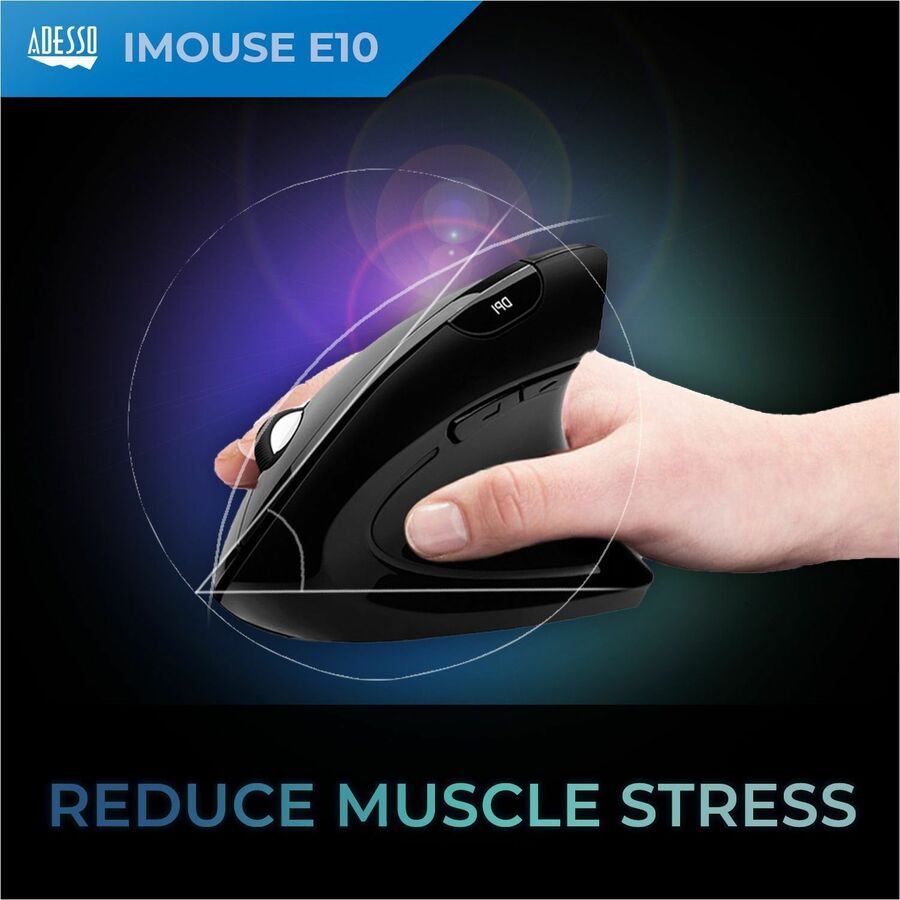 Adesso iMouse E10 2.4 GHz RF Wireless Vertical Ergonomic Mouse