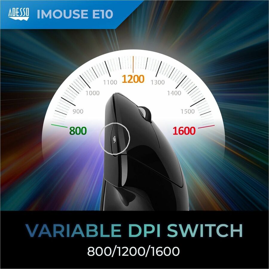 Adesso iMouse E10 2.4 GHz RF Wireless Vertical Ergonomic Mouse