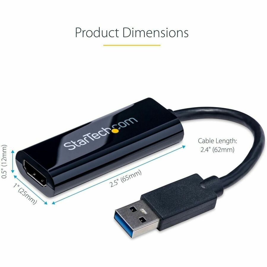 StarTech.com USB 3.0 to HDMI Adapter, USB to HDMI Monitor Converter for Windows, 1080P (no support for macOS/ChromeOS/Linux) - TAA
