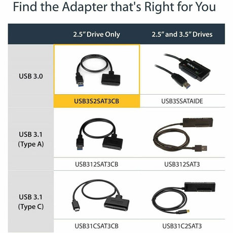 StarTech.com USB 3.0 to 2.5" SATA III Hard Drive Adapter Cable w/ UASP - SATA to USB 3.0 Converter for SSD / HDD
