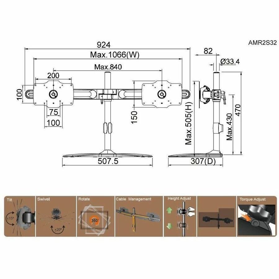 DUAL MONITOR STAND MOUNT MNT