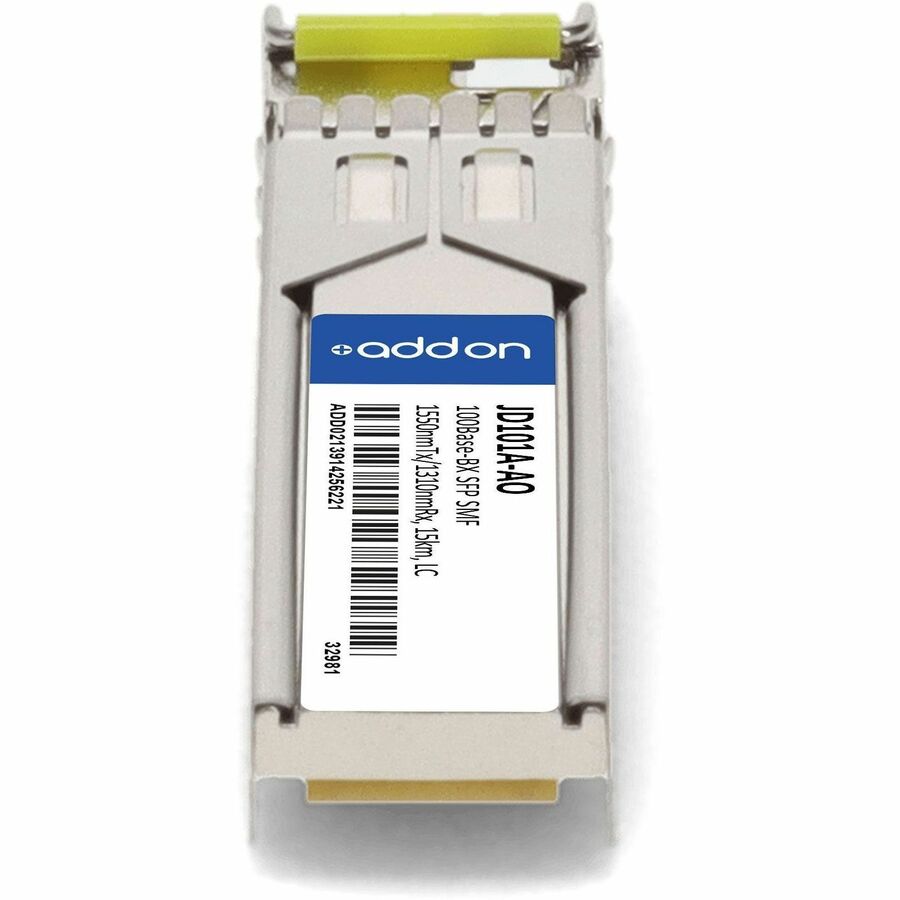 AddOn HP JD101A Compatible TAA Compliant 100Base-BX SFP Transceiver (SMF, 1550nmTx/1310nmRx, 15km, LC)