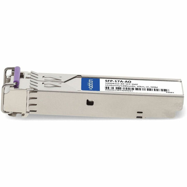 AddOn Rad SFP-17A Compatible TAA Compliant 1000Base-BX SFP Transceiver (SMF, 1310nmTx/1490nmRx, 10km, LC, DOM)