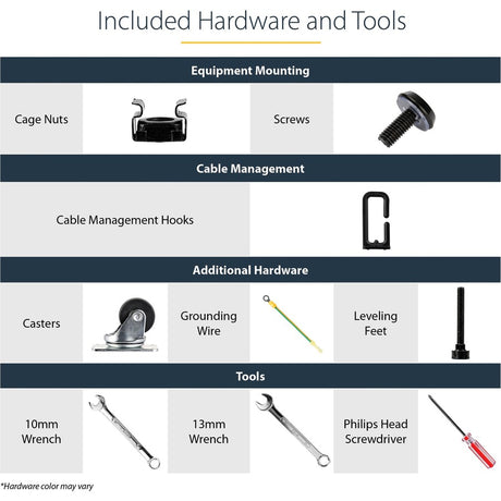 StarTech.com 4-Post 42U Mobile Open Frame Server Rack, 19" Network Rack with Casters, Rolling Rack for Computer/AV/Data/IT Equipment