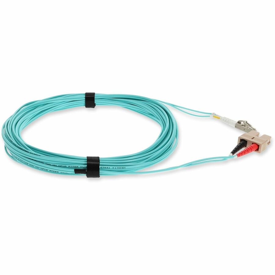 AddOn 6m LC (Male) to SC (Male) Aqua OM3 Duplex Fiber OFNR (Riser-Rated) Patch Cable