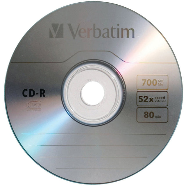 Verbatim CD-R 700MB 52X with Branded Surface - 10pk Bulk Box