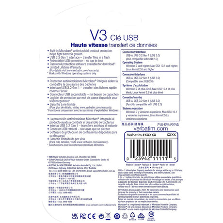 128GB Store 'n' Go&reg; V3 USB 3.2 Gen 1 Flash Drive - Gray