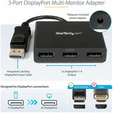 StarTech.com 3-Port DisplayPort 1.2 Splitter, DisplayPort to 3x DP Multi-Monitor Adapter, Dual 4K 30Hz and 1080p Computer MST Hub, Windows