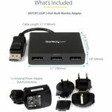 StarTech.com 3-Port DisplayPort 1.2 Splitter, DisplayPort to 3x DP Multi-Monitor Adapter, Dual 4K 30Hz and 1080p Computer MST Hub, Windows