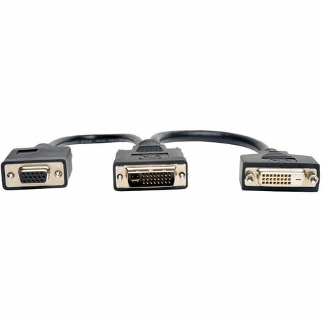 Eaton Tripp Lite Series DVI Y Splitter Cable, Digital and VGA Monitors (DVI-I M to DVI-D F and HD15 F) 6-in. (15.24 cm)