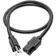 Eaton Tripp Lite Series Computer Power Cord, NEMA 5-15P to C13 - Heavy-Duty, 15A, 125V, 14 AWG, 3 ft. (0.91 m), Black