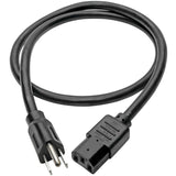 Eaton Tripp Lite Series Computer Power Cord, NEMA 5-15P to C13 - Heavy-Duty, 15A, 125V, 14 AWG, 3 ft. (0.91 m), Black