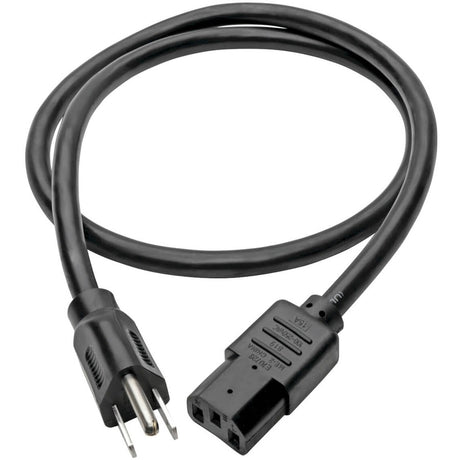 Eaton Tripp Lite Series Computer Power Cord, NEMA 5-15P to C13 - Heavy-Duty, 15A, 125V, 14 AWG, 3 ft. (0.91 m), Black
