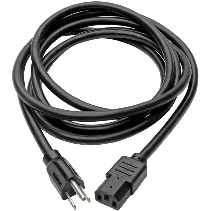 Eaton Tripp Lite Series Computer Power Cord, NEMA 5-15P to C13 - Heavy-Duty, 15A, 125V, 14 AWG, 12 ft. (3.66 m), Black