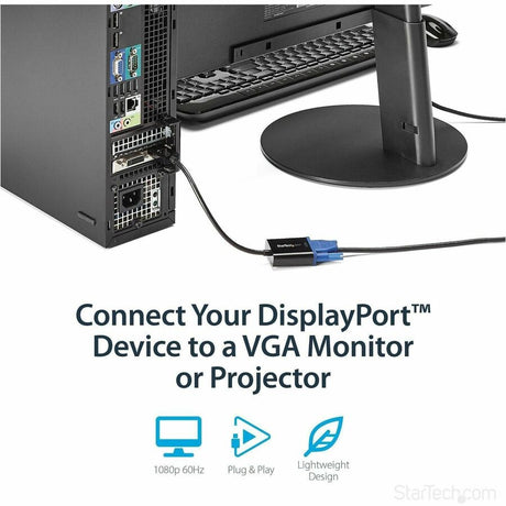 StarTech.com DisplayPort to VGA Adapter, Active DP to VGA Converter, 1080p Video, DP to VGA Adapter Dongle (Digital to Analog), DP 1.2