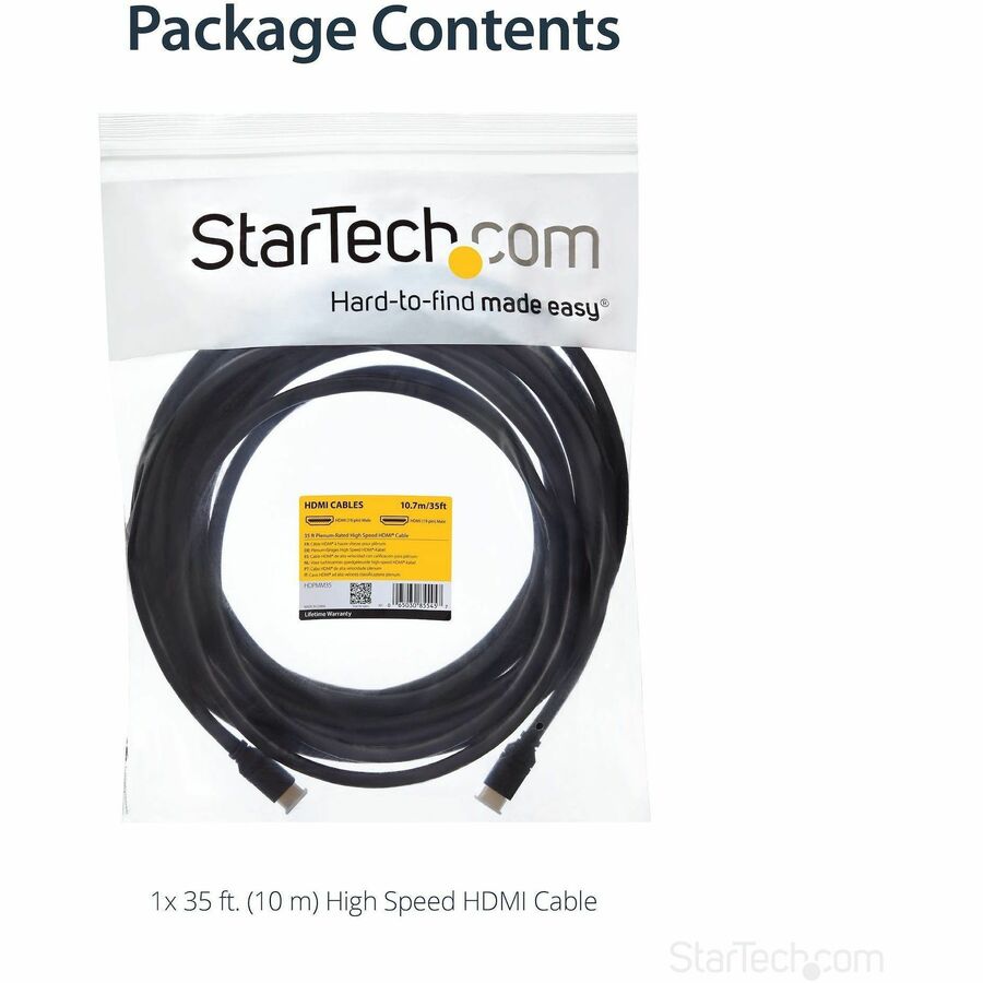 StarTech.com 35ft In Wall Plenum Rated HDMI Cable, 4K High Speed Long HDMI Cord w/ Ethernet, 4K30Hz UHD, 10.2 Gbps, HDMI 1.4 Display Cable