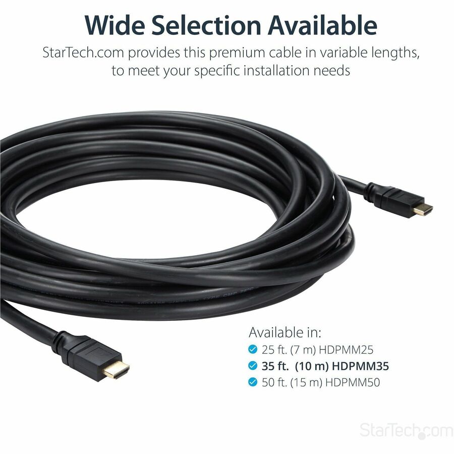 StarTech.com 35ft In Wall Plenum Rated HDMI Cable, 4K High Speed Long HDMI Cord w/ Ethernet, 4K30Hz UHD, 10.2 Gbps, HDMI 1.4 Display Cable