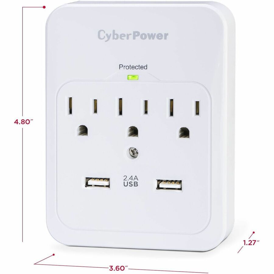 CyberPower CSP300WUR1 Professional 3 - Outlet Surge with 600 J