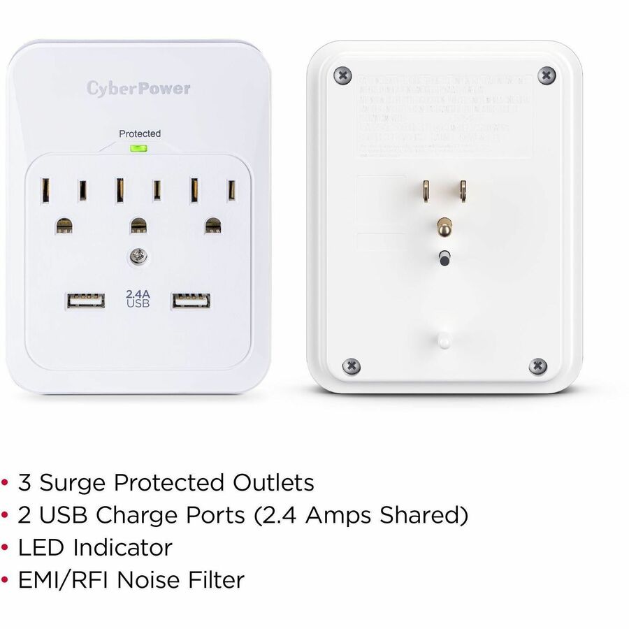CyberPower CSP300WUR1 Professional 3 - Outlet Surge with 600 J