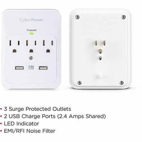 CyberPower CSP300WUR1 Professional 3 - Outlet Surge with 600 J