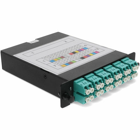 AddOn Cassette for 3-Bay Patch Panel, 2 MPO In, 24 LC Duplex Out, Multi-mode Duplex OM3