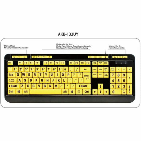 Adesso Luminous 4X Large Print Multimedia Desktop Keyboard