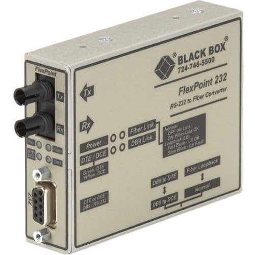 Black Box FlexPoint Modular Media Converter, RS-232 to Fiber, Single-Mode, 30 km, ST