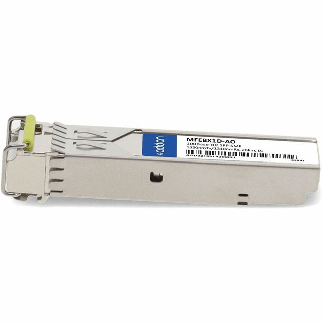 AddOn Linksys MFEBX1D Compatible TAA Compliant 100Base-BX SFP Transceiver (SMF, 1550nmTx/1310nmRx, 20km, LC)