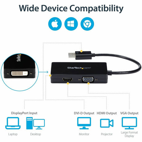 StarTech.com Travel A/V adapter: 3-in-1 DisplayPort to VGA DVI or HDMI converter
