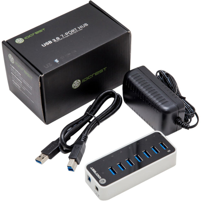 SYBA Multimedia Super Speed IO Crest 7-Port USB 3.0 Hub with AC Power Adapter