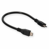 AddOn 5in Micro-USB 2.0 (B) Male to USB 2.0 (A) Female Black Cable