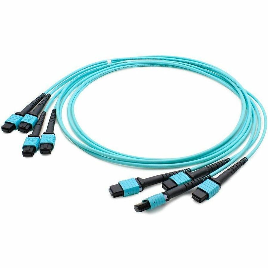 AddOn 50m MPO (Female) to MPO (Female) 48-Strand Aqua OM4 Straight Fiber Trunk Cable