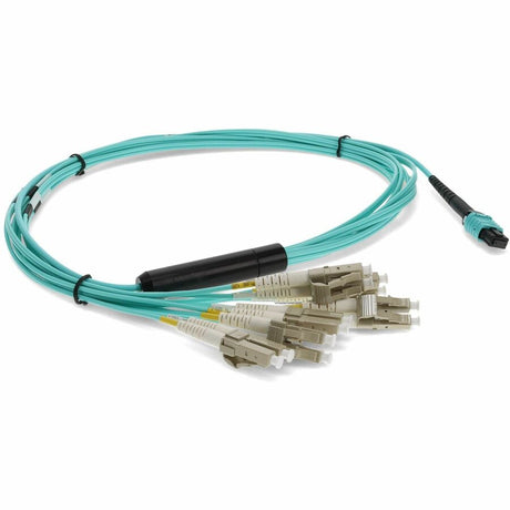 AddOn 3m MPO (Female) to 6xLC (Male) 12-Strand Aqua OM3 Duplex Fiber Fanout Cable