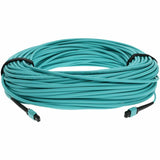 AddOn 50m MPO (Male) to MPO (Male) 12-Strand Aqua OM4 Straight Fiber OFNR (Riser-Rated) Patch Cable