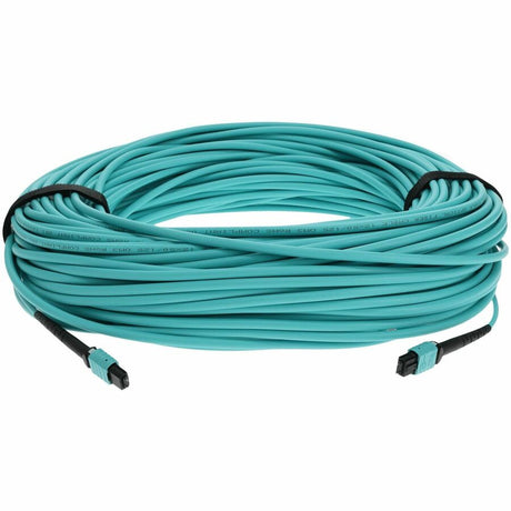 AddOn 50m MPO (Male) to MPO (Male) 12-Strand Aqua OM4 Straight Fiber OFNR (Riser-Rated) Patch Cable