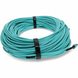 AddOn 50m MPO (Male) to MPO (Male) 12-Strand Aqua OM4 Straight Fiber OFNR (Riser-Rated) Patch Cable