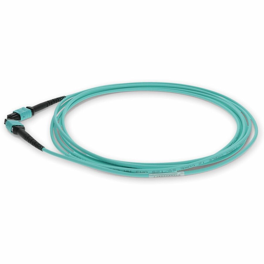 AddOn 5m MPO (Male) to MPO (Male) 12-Strand Aqua OM4 Straight Fiber OFNR (Riser-Rated) Patch Cable