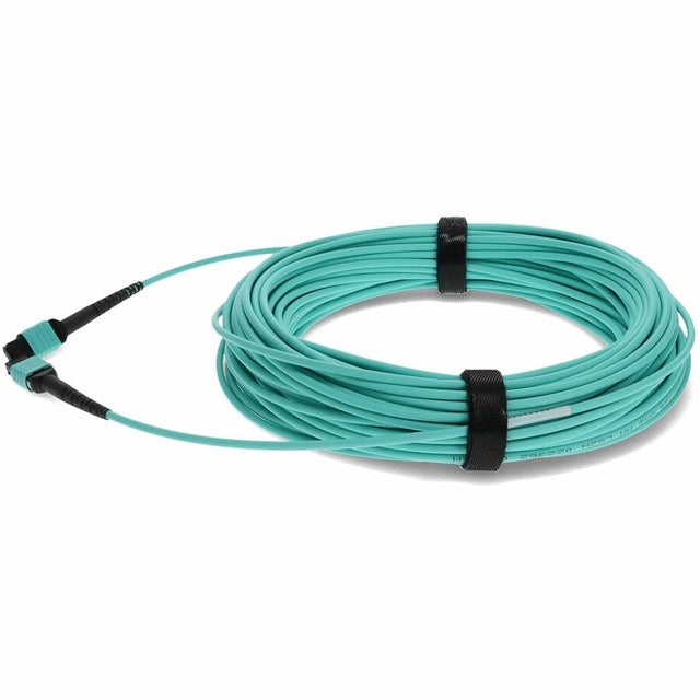 AddOn 50m MPO (Female) to MPO (Female) 12-Strand Aqua OM4 Straight Fiber OFNR (Riser-Rated) Patch Cable