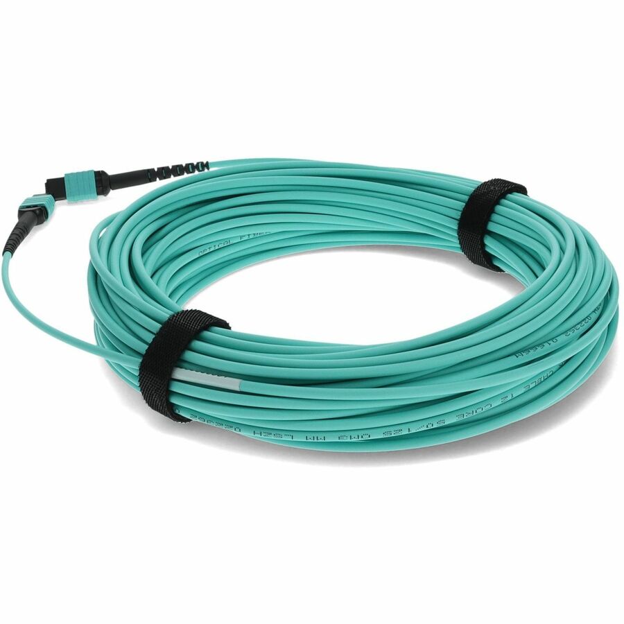 AddOn 50m MPO (Female) to MPO (Female) 12-Strand Aqua OM4 Straight Fiber OFNR (Riser-Rated) Patch Cable