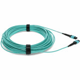 AddOn 50m MPO (Male) to MPO (Male) 12-Strand Aqua OM4 Crossover Fiber OFNR (Riser-Rated) Patch Cable