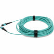 AddOn 50m MPO (Male) to MPO (Male) 12-Strand Aqua OM4 Crossover Fiber OFNR (Riser-Rated) Patch Cable