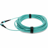 AddOn 50m MPO (Male) to MPO (Male) 12-Strand Aqua OM4 Crossover Fiber OFNR (Riser-Rated) Patch Cable